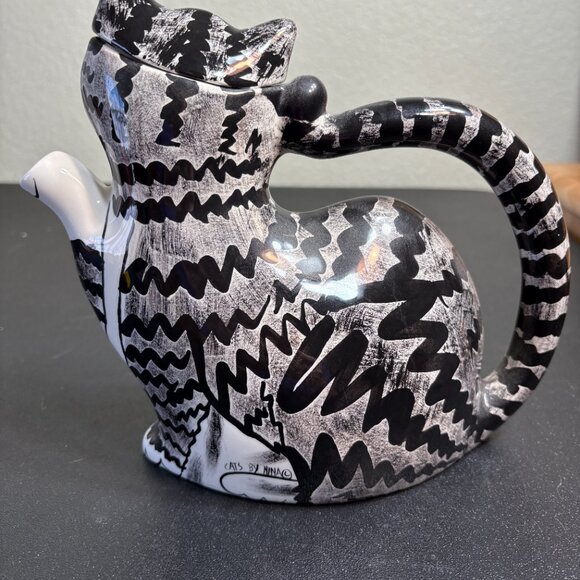 Vintage Cats By Nina Teapot Nina Lyman Ceramic - Picture 3 of 6